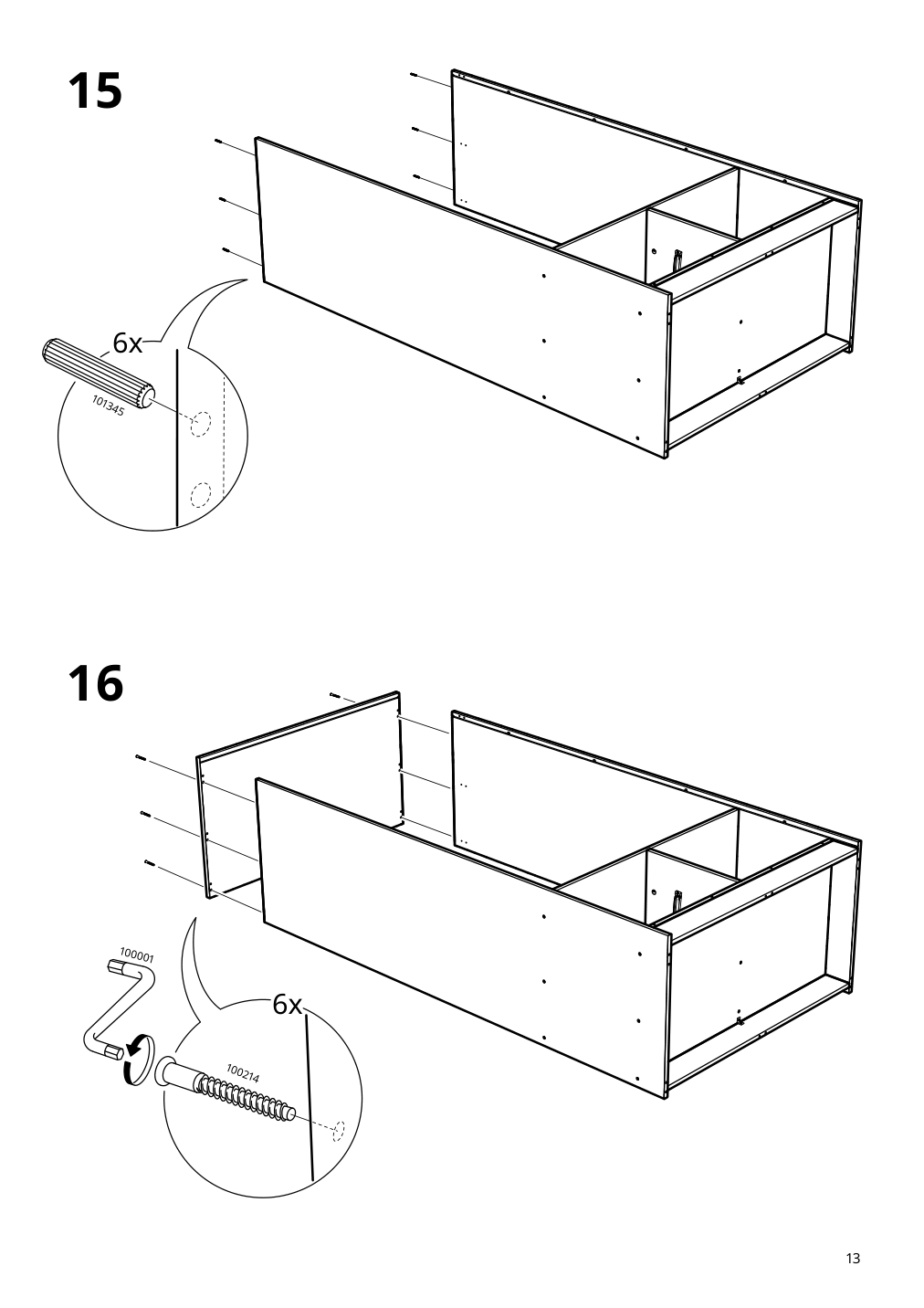 Assembly instructions for IKEA Vilhatten wardrobe with 2 doors and 2 drawers oak effect | Page 13 - IKEA VILHATTEN wardrobe with 2 doors and 2 drawers 705.306.09