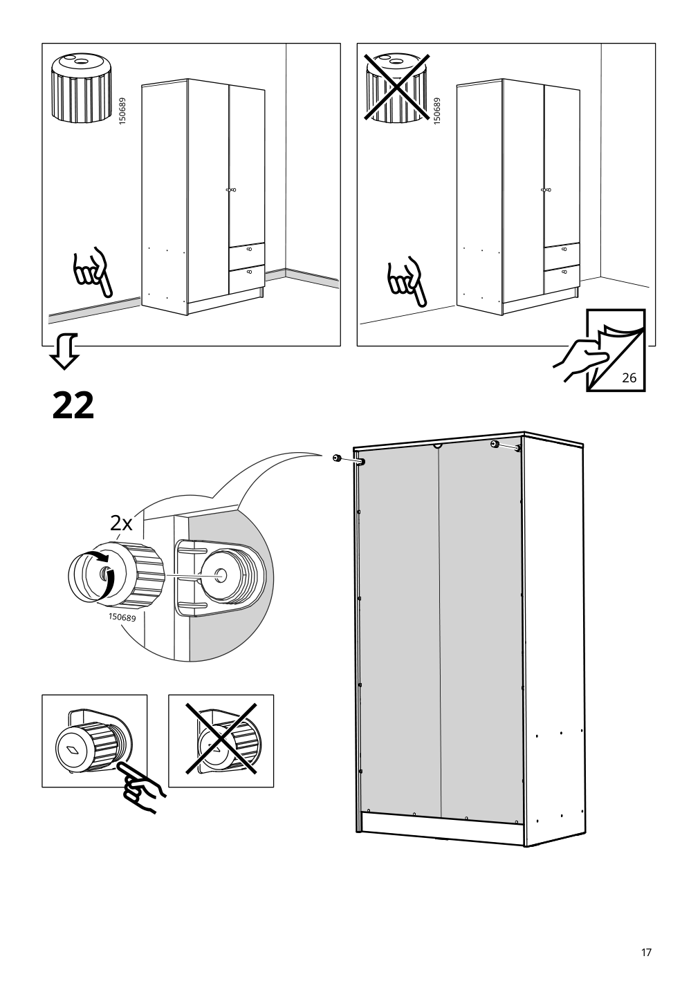 Assembly instructions for IKEA Vilhatten wardrobe with 2 doors and 2 drawers oak effect | Page 17 - IKEA VILHATTEN wardrobe with 2 doors and 2 drawers 705.306.09