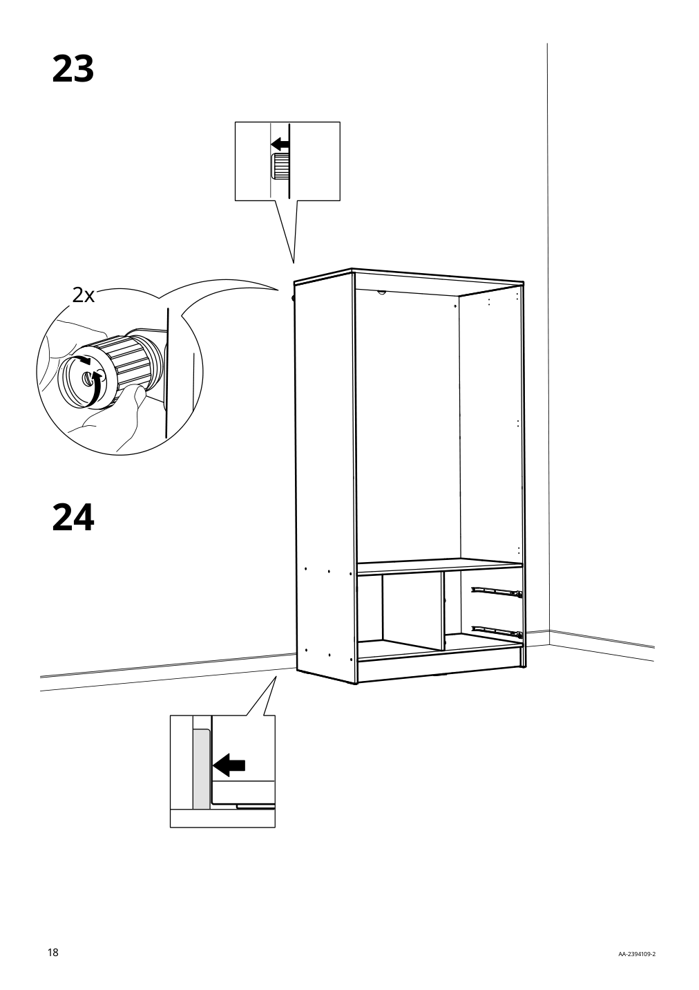 Assembly instructions for IKEA Vilhatten wardrobe with 2 doors and 2 drawers oak effect | Page 18 - IKEA VILHATTEN wardrobe with 2 doors and 2 drawers 705.306.09