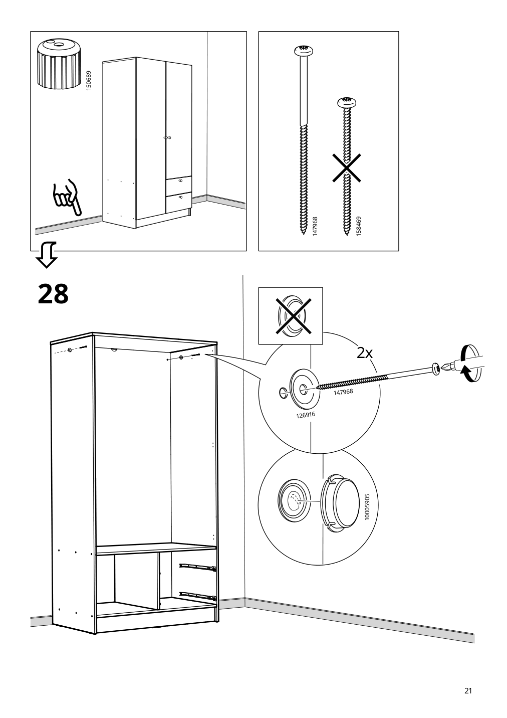 Assembly instructions for IKEA Vilhatten wardrobe with 2 doors and 2 drawers oak effect | Page 21 - IKEA VILHATTEN wardrobe with 2 doors and 2 drawers 705.306.09