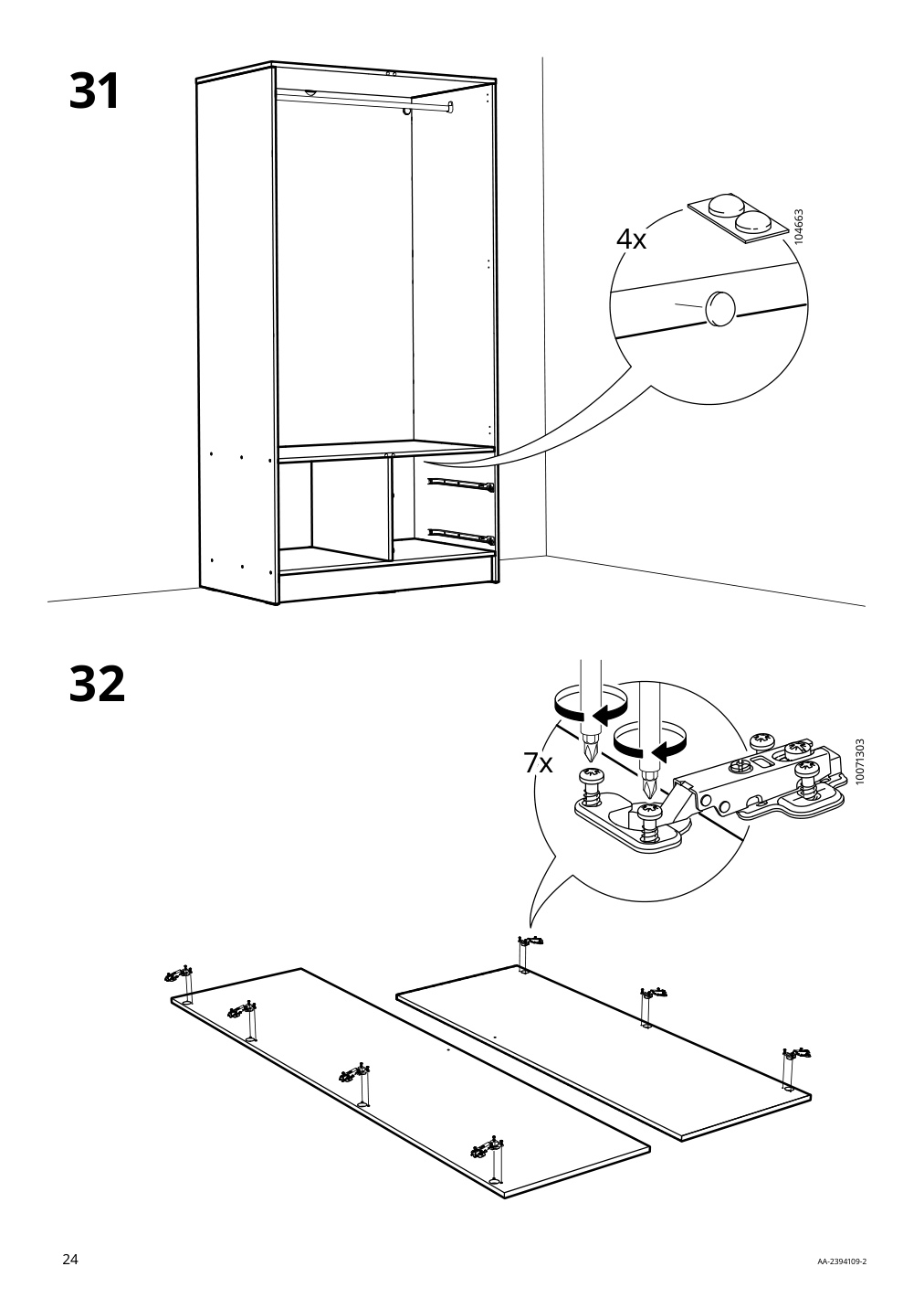 Assembly instructions for IKEA Vilhatten wardrobe with 2 doors and 2 drawers oak effect | Page 24 - IKEA VILHATTEN wardrobe with 2 doors and 2 drawers 705.306.09