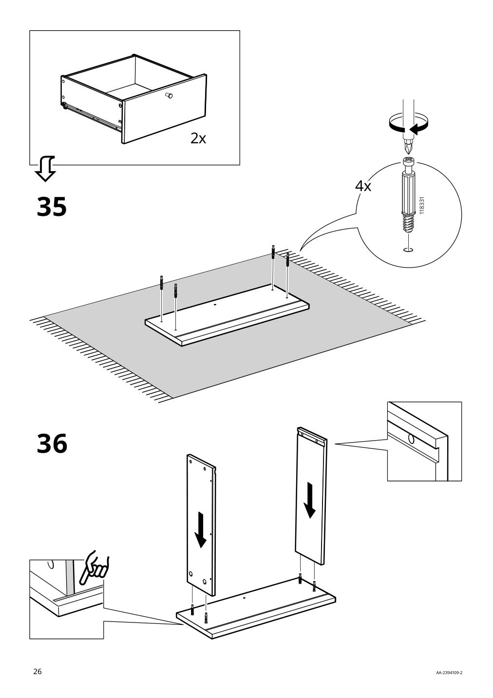 Assembly instructions for IKEA Vilhatten wardrobe with 2 doors and 2 drawers oak effect | Page 26 - IKEA VILHATTEN wardrobe with 2 doors and 2 drawers 705.306.09