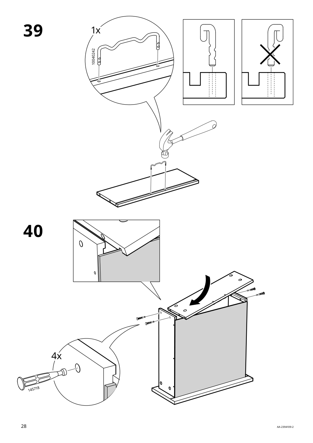 Assembly instructions for IKEA Vilhatten wardrobe with 2 doors and 2 drawers oak effect | Page 28 - IKEA VILHATTEN wardrobe with 2 doors and 2 drawers 705.306.09