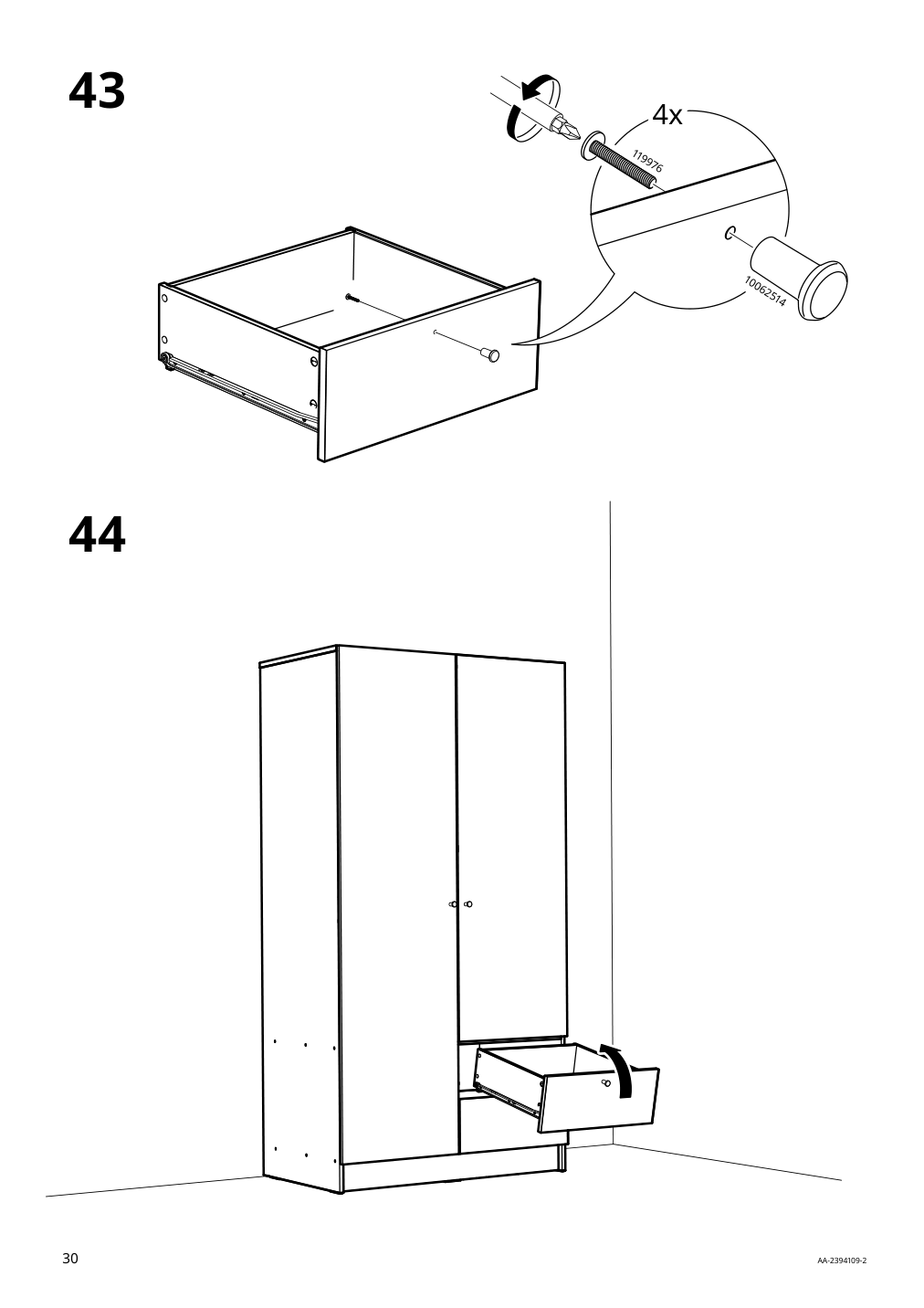 Assembly instructions for IKEA Vilhatten wardrobe with 2 doors and 2 drawers oak effect | Page 30 - IKEA VILHATTEN wardrobe with 2 doors and 2 drawers 705.306.09