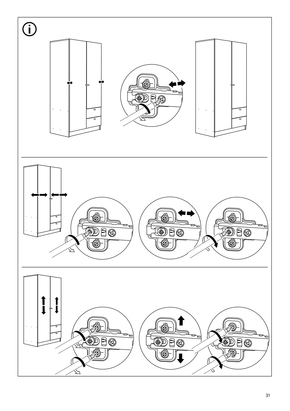 Assembly instructions for IKEA Vilhatten wardrobe with 2 doors and 2 drawers oak effect | Page 31 - IKEA VILHATTEN wardrobe with 2 doors and 2 drawers 705.306.09