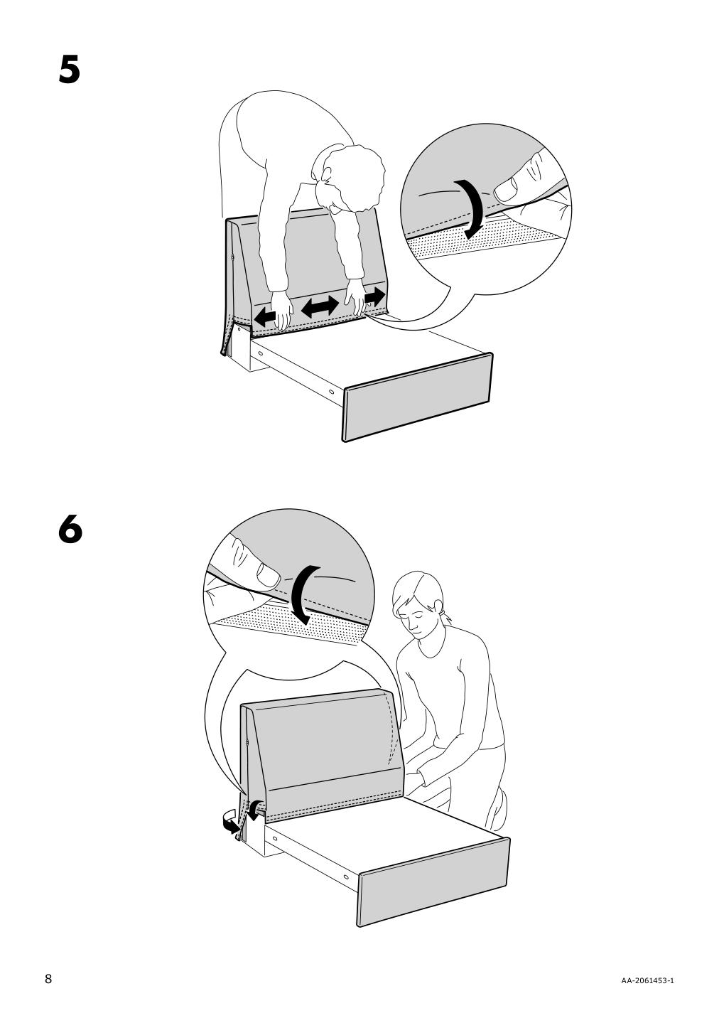 Assembly instructions for IKEA Vimle cover for 1 seat section gunnared dark green | Page 8 - IKEA VIMLE cover for 1-seat section 803.534.51