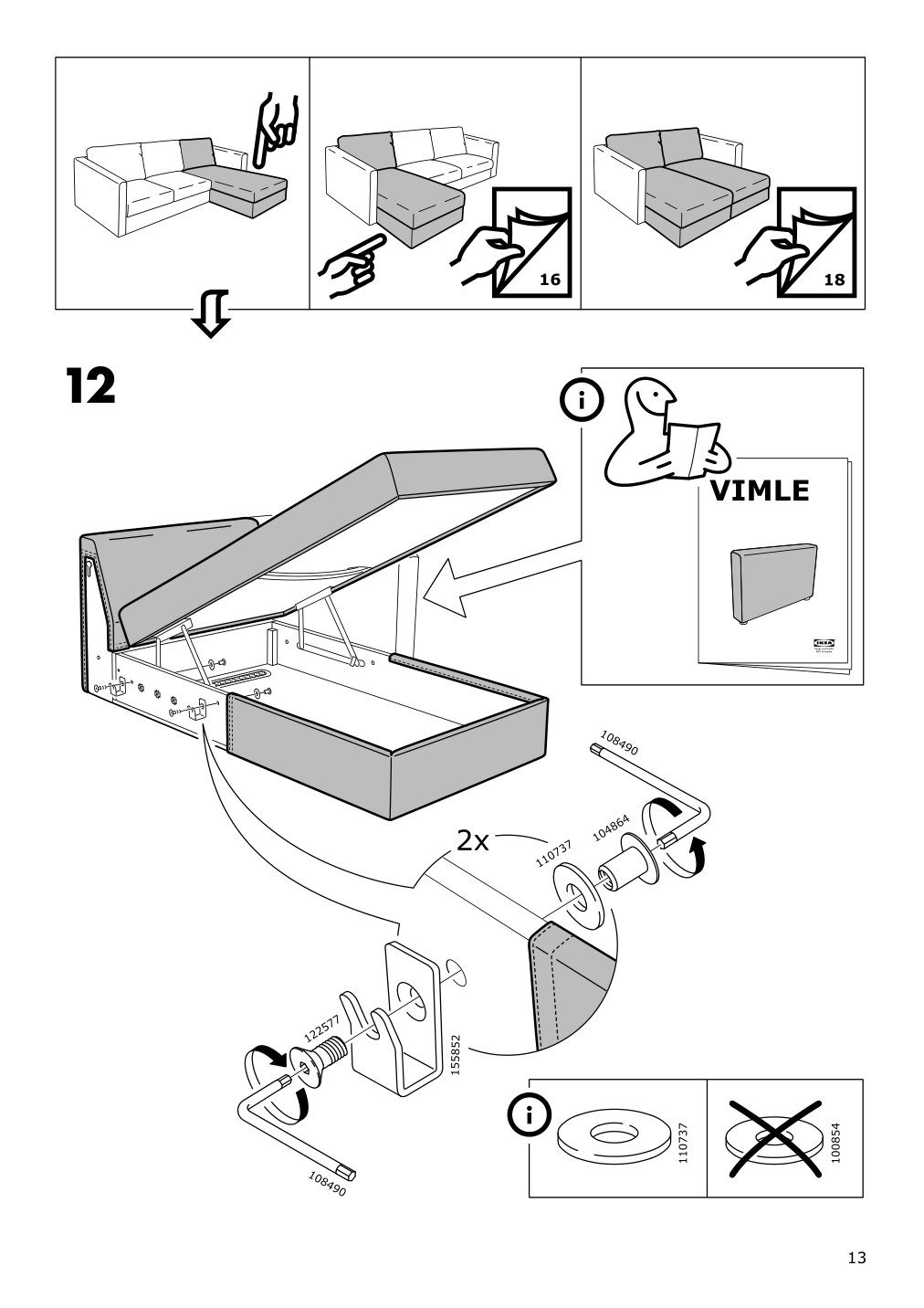 Assembly instructions for IKEA Vimle cover for chaise section gunnared beige | Page 13 - IKEA VIMLE cover for chaise section 703.510.99