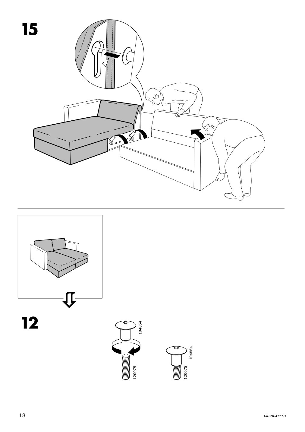 Assembly instructions for IKEA Vimle cover for chaise section gunnared beige | Page 18 - IKEA VIMLE cover for chaise section 703.510.99