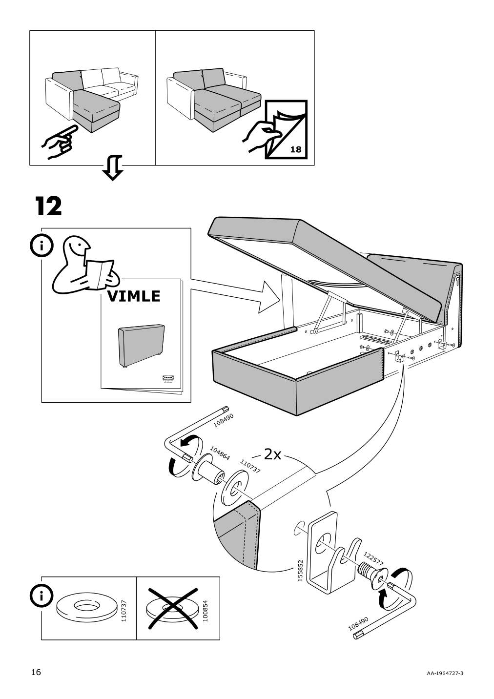 Assembly instructions for IKEA Vimle cover for chaise section tallmyra black gray | Page 16 - IKEA VIMLE cover for chaise section 004.096.02