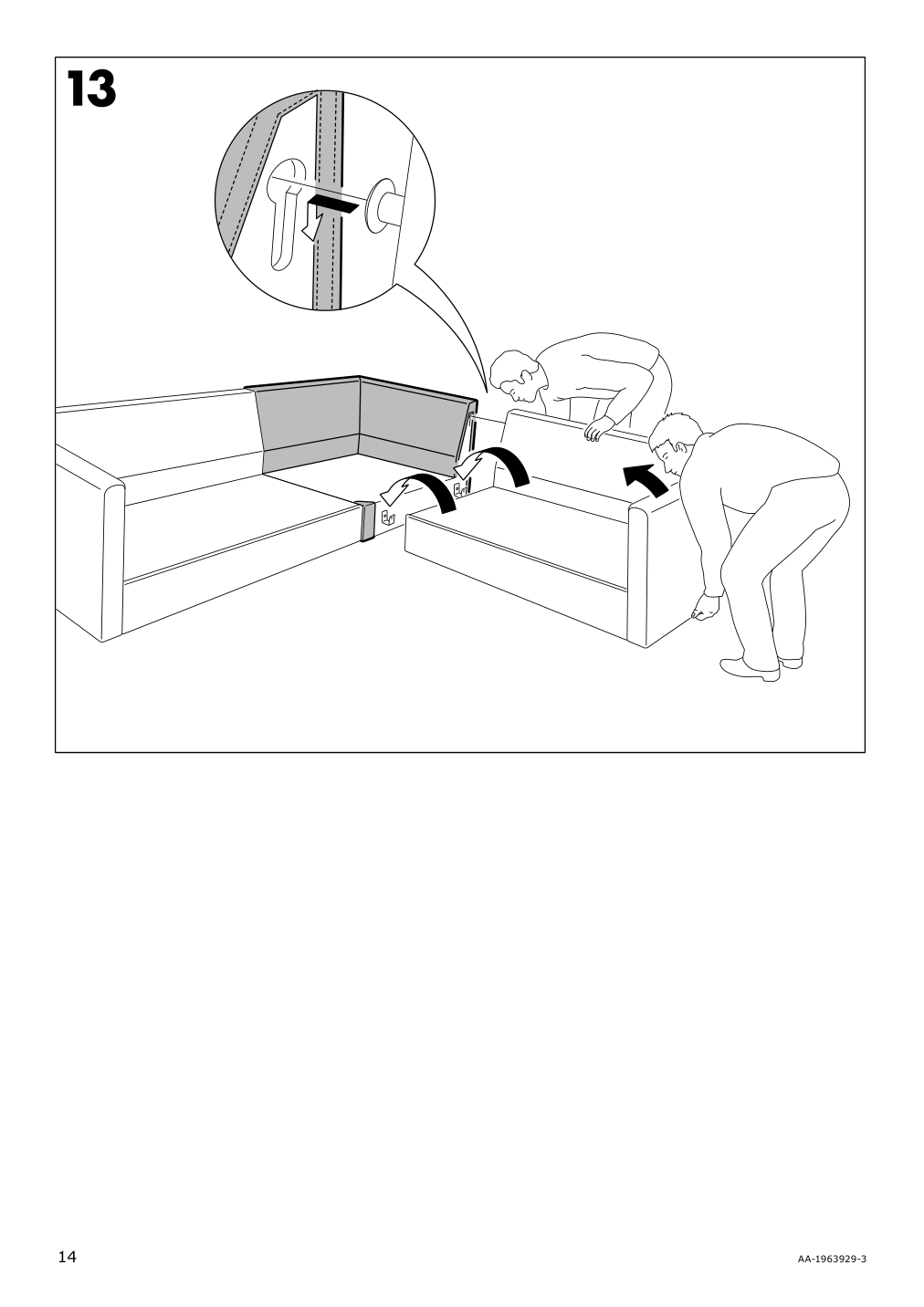 Assembly instructions for IKEA Vimle cover for corner section gunnared dark green | Page 14 - IKEA VIMLE cover for corner section 103.510.83