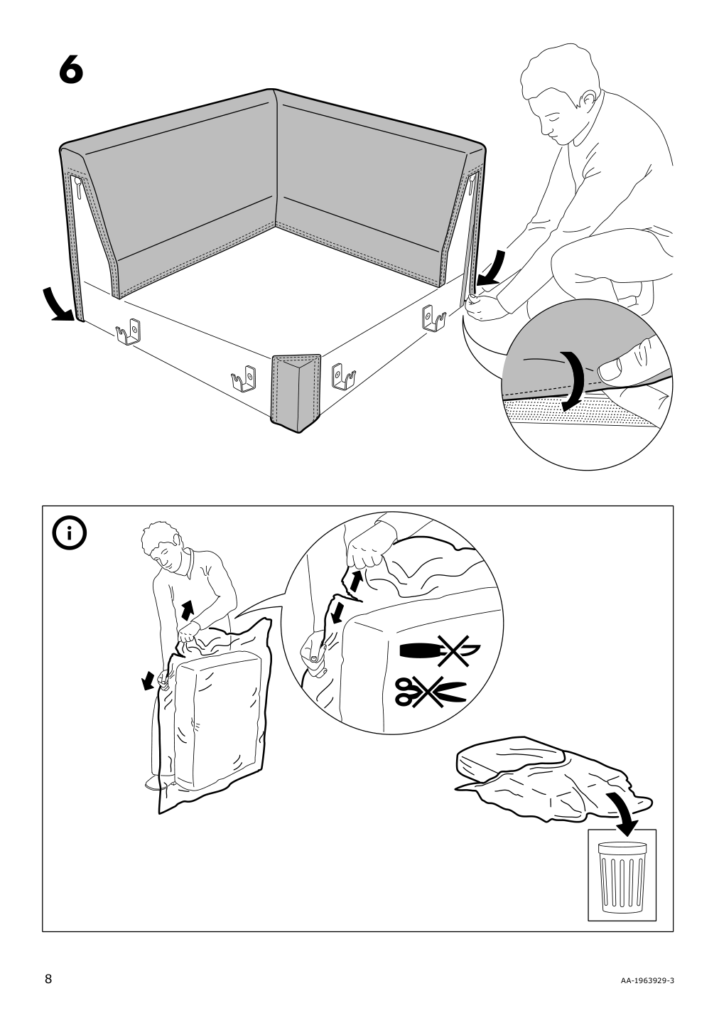 Assembly instructions for IKEA Vimle cover for corner section gunnared dark green | Page 8 - IKEA VIMLE cover for corner section 103.510.83