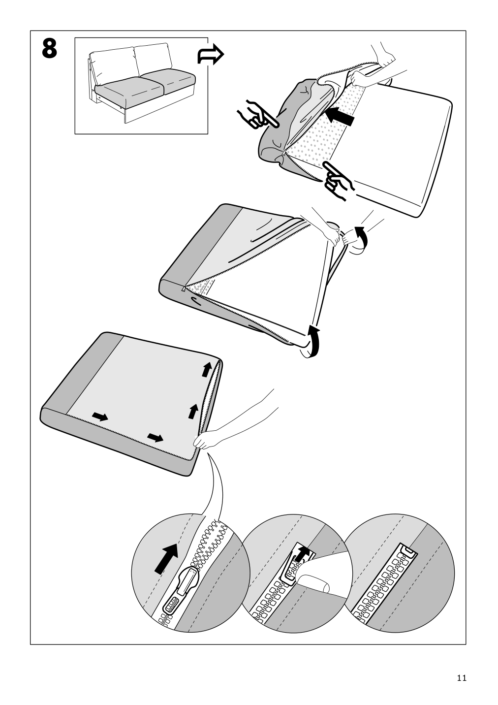 Assembly instructions for IKEA Vimle cover for loveseat section gunnared dark green | Page 11 - IKEA VIMLE cover for loveseat section 503.510.43