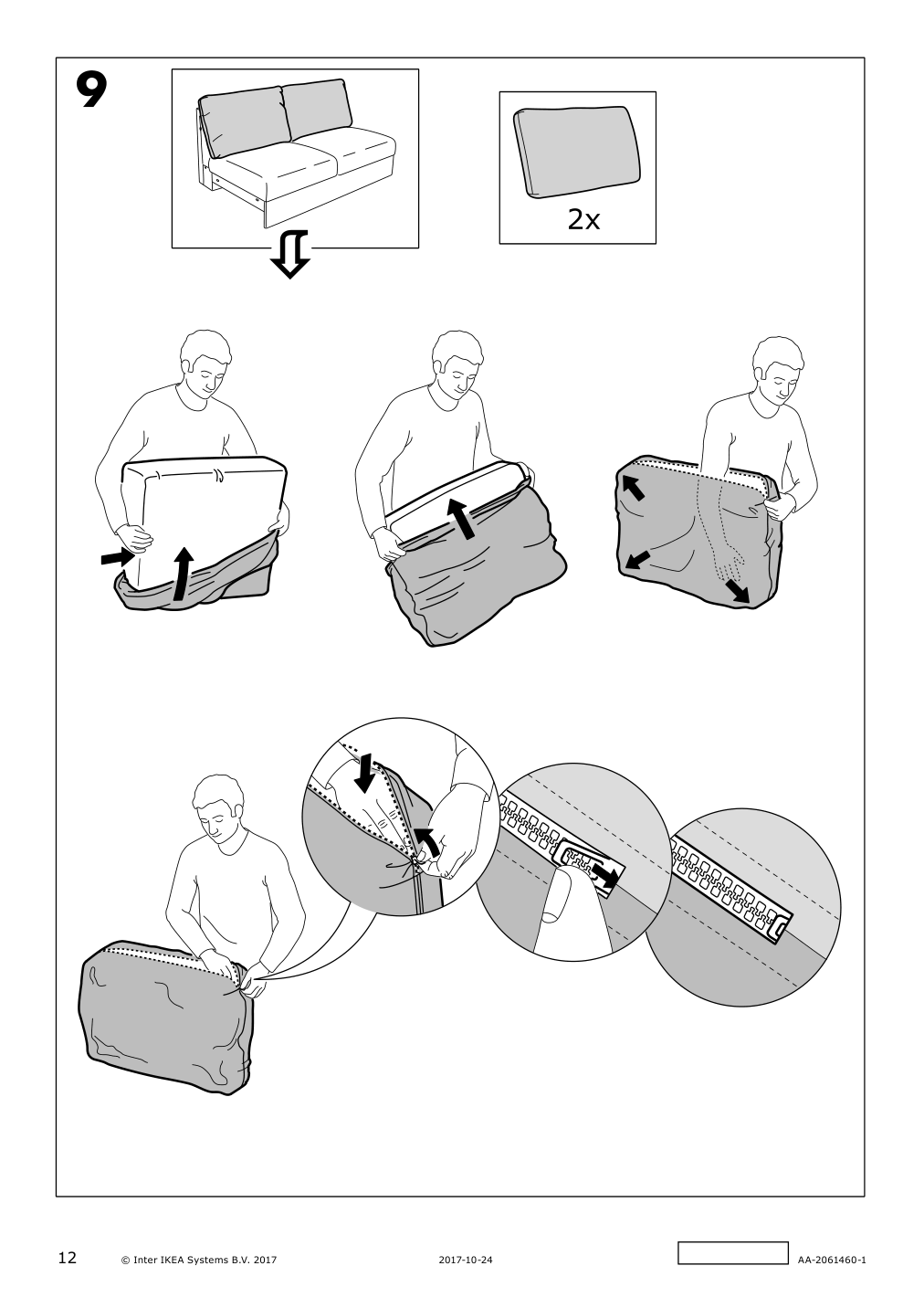 Assembly instructions for IKEA Vimle cover for loveseat section gunnared dark green | Page 12 - IKEA VIMLE cover for loveseat section 503.510.43