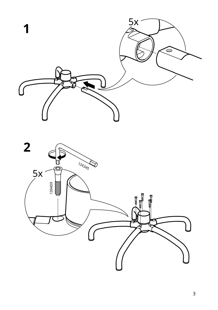 Assembly instructions for IKEA Vimund childs desk chair turquoise | Page 3 - IKEA VIMUND child's desk chair 005.319.66