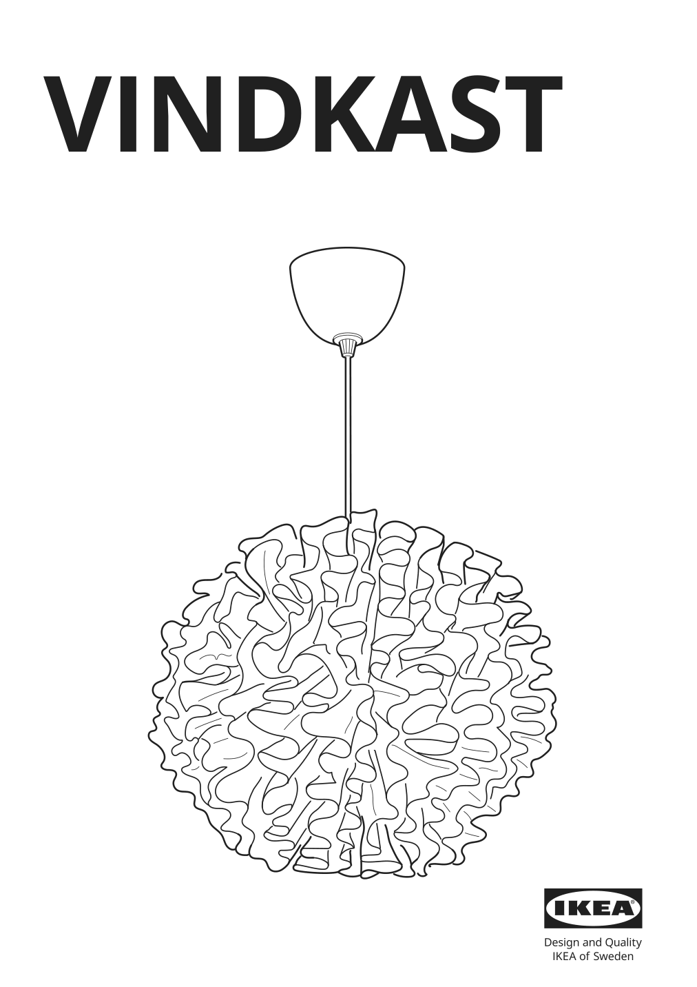 Assembly instructions for IKEA Vindkast pendant lamp white | Page 1 - IKEA VINDKAST pendant lamp 204.505.20