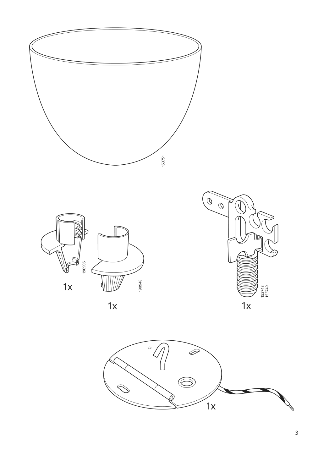 Assembly instructions for IKEA Vindkast pendant lamp white | Page 3 - IKEA VINDKAST pendant lamp 204.505.20