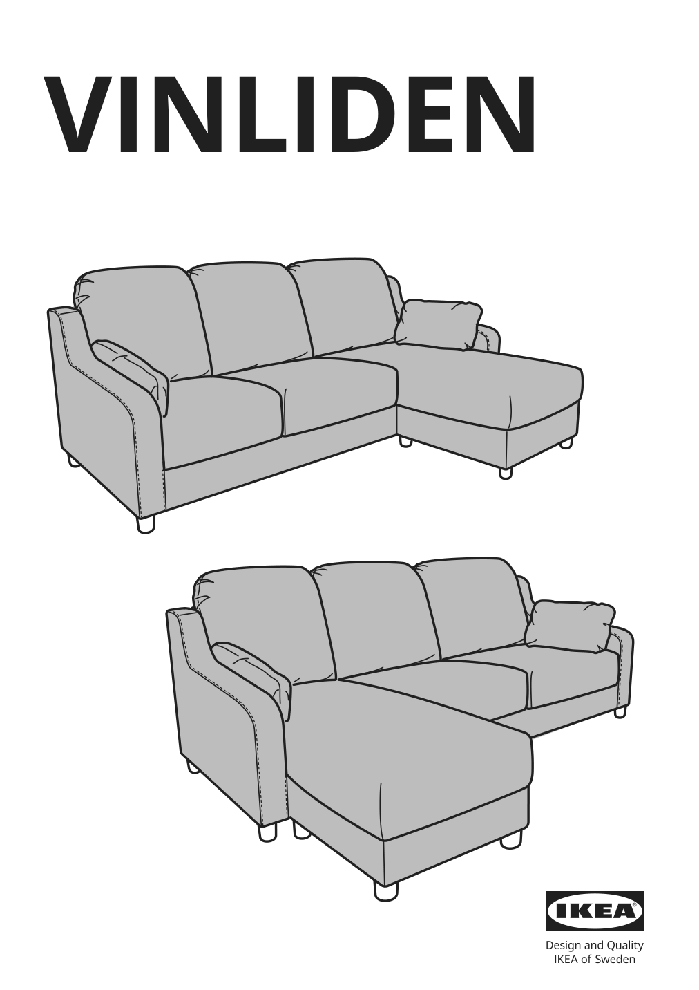 Assembly instructions for IKEA Vinliden sofa section with chaise | Page 1 - IKEA VINLIDEN sofa with chaise 893.046.87