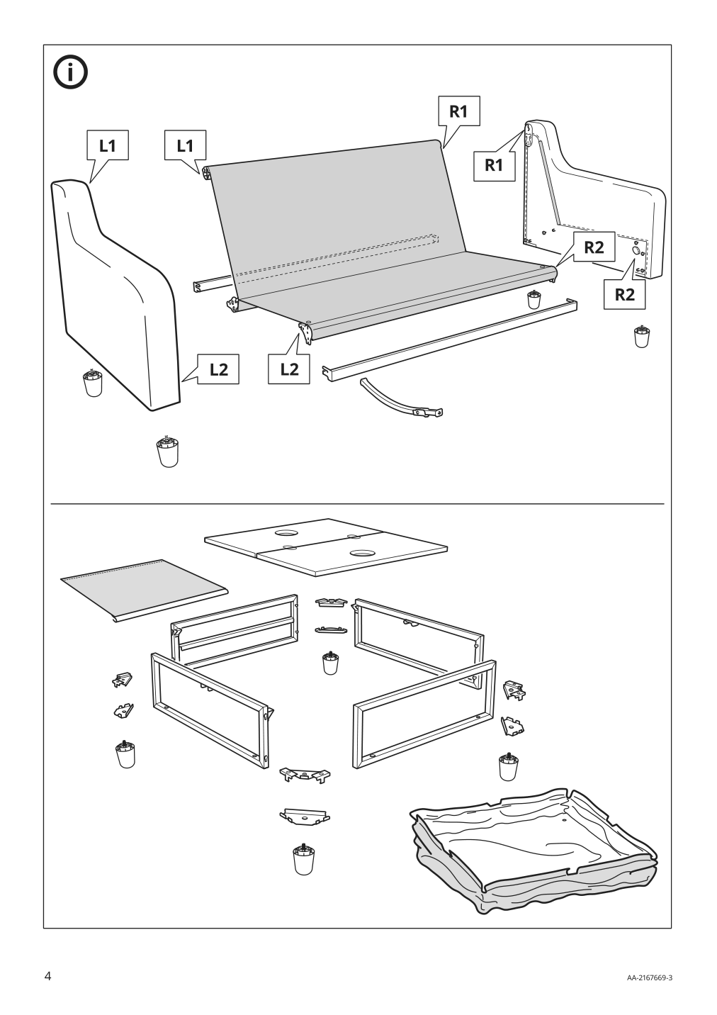 Assembly instructions for IKEA Vinliden sofa section with chaise | Page 4 - IKEA VINLIDEN sofa with chaise 995.555.62