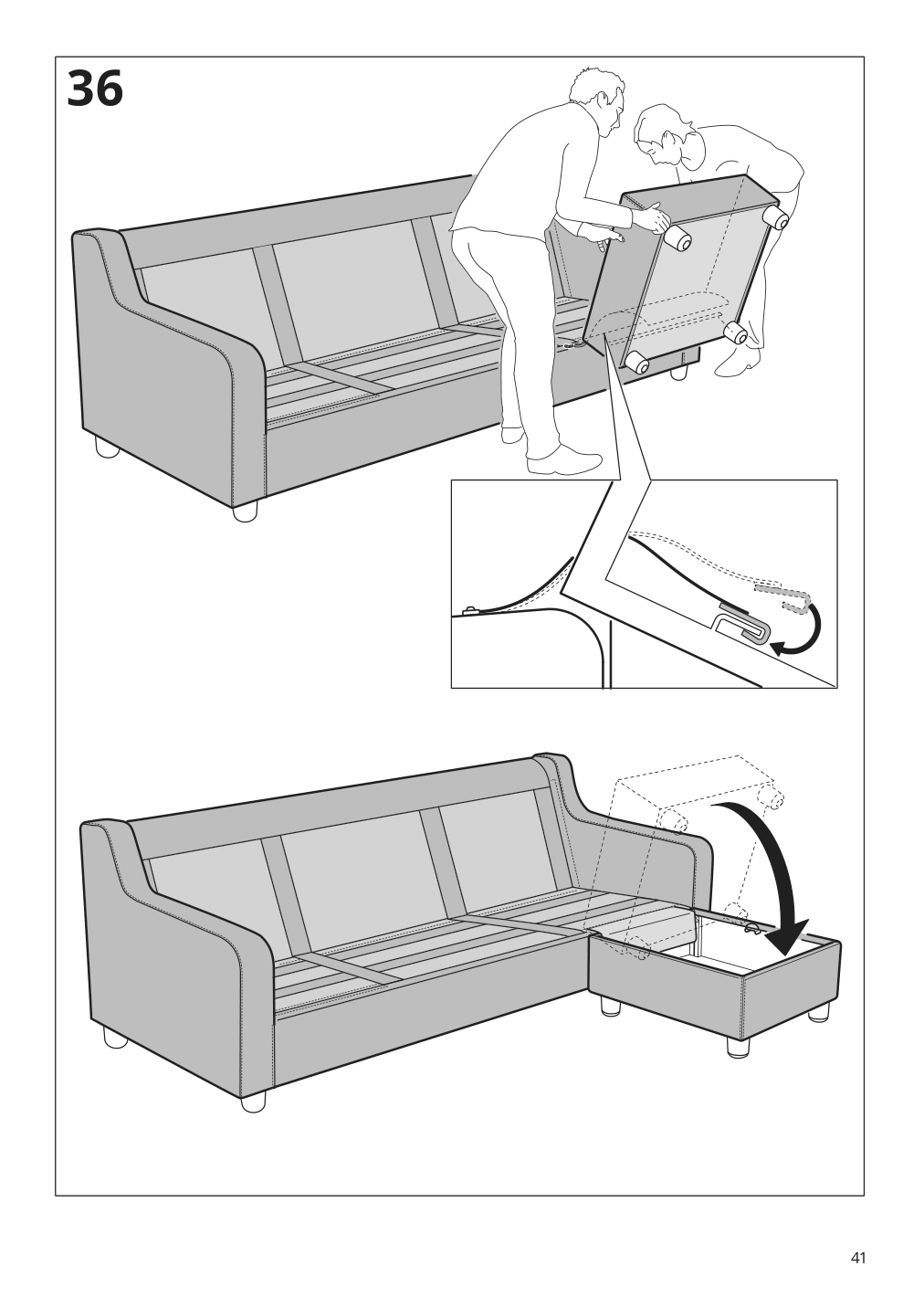 Assembly instructions for IKEA Vinliden sofa section with chaise | Page 41 - IKEA VINLIDEN sofa with chaise 795.555.58