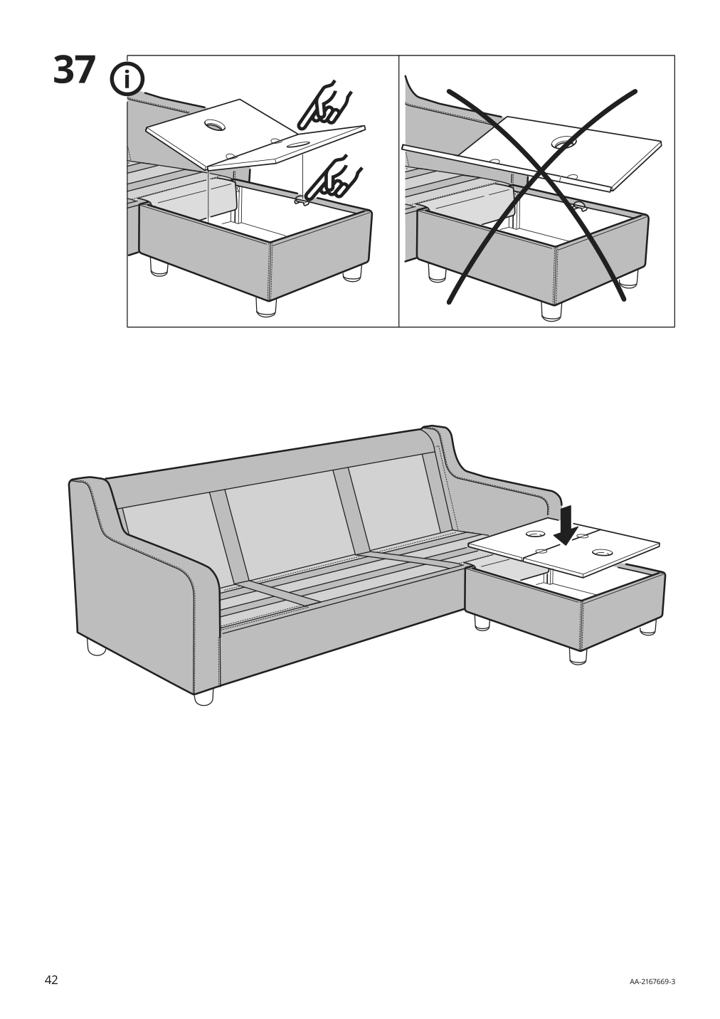 Assembly instructions for IKEA Vinliden sofa section with chaise | Page 42 - IKEA VINLIDEN sofa with chaise 393.046.75