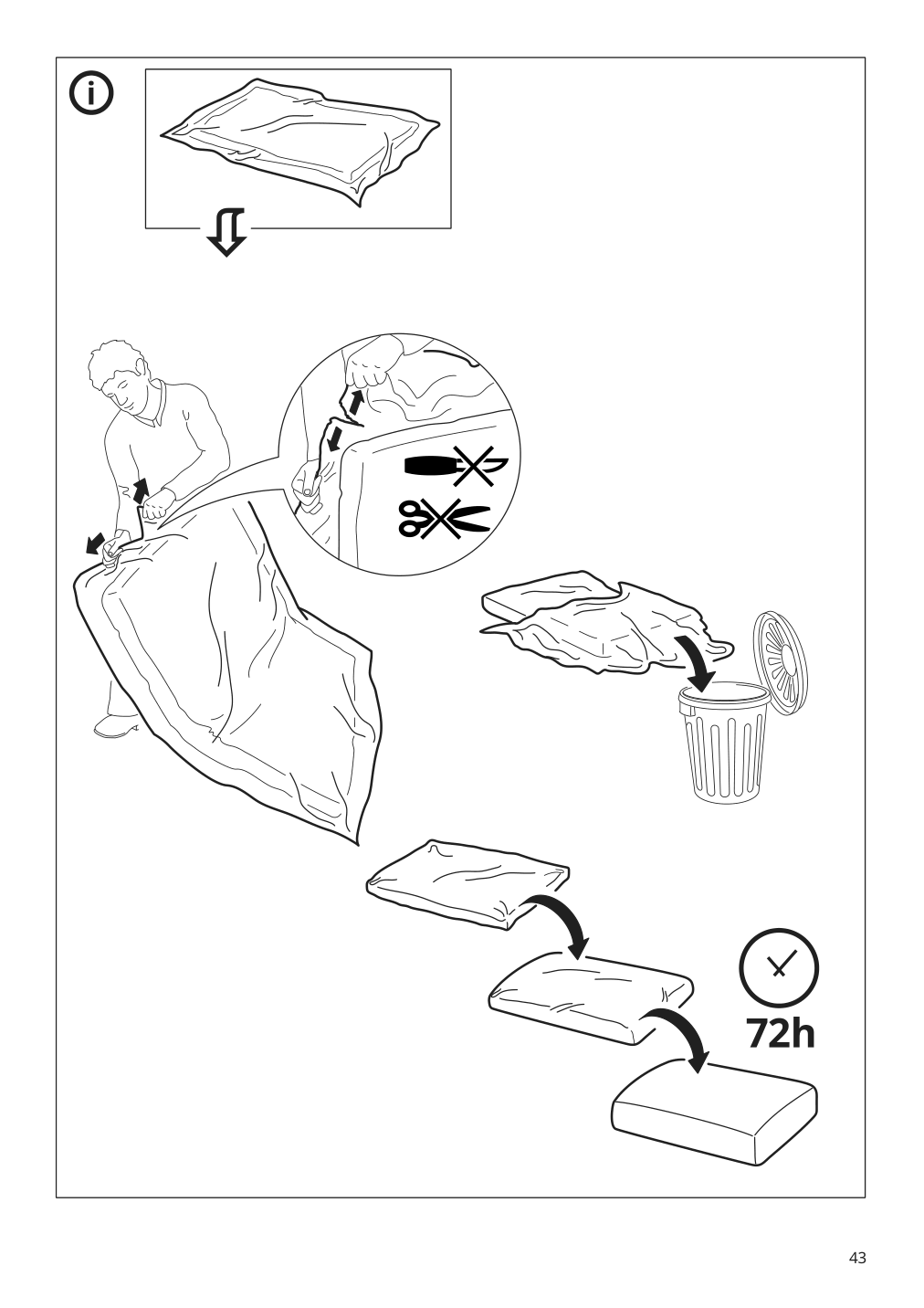 Assembly instructions for IKEA Vinliden sofa section with chaise | Page 43 - IKEA VINLIDEN sofa with chaise 995.555.62