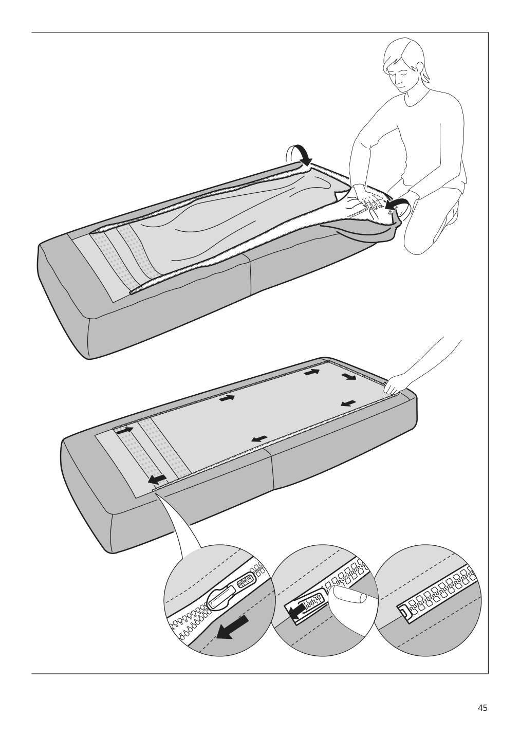 Assembly instructions for IKEA Vinliden sofa section with chaise | Page 45 - IKEA VINLIDEN sofa with chaise 393.046.75