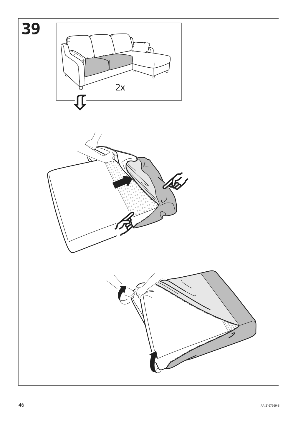 Assembly instructions for IKEA Vinliden sofa section with chaise | Page 46 - IKEA VINLIDEN sofa with chaise 193.046.81