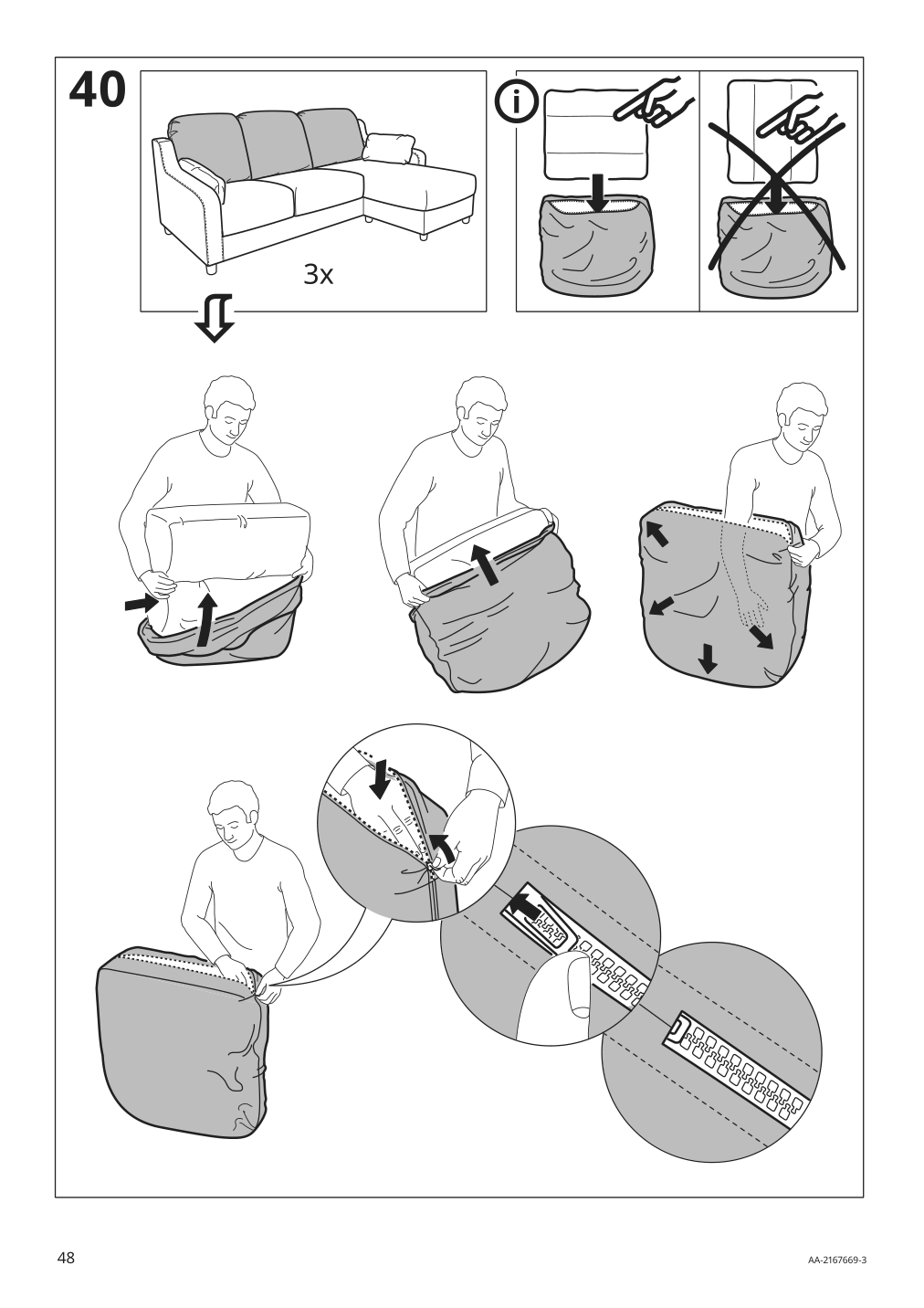 Assembly instructions for IKEA Vinliden sofa section with chaise | Page 48 - IKEA VINLIDEN sofa with chaise 795.555.58