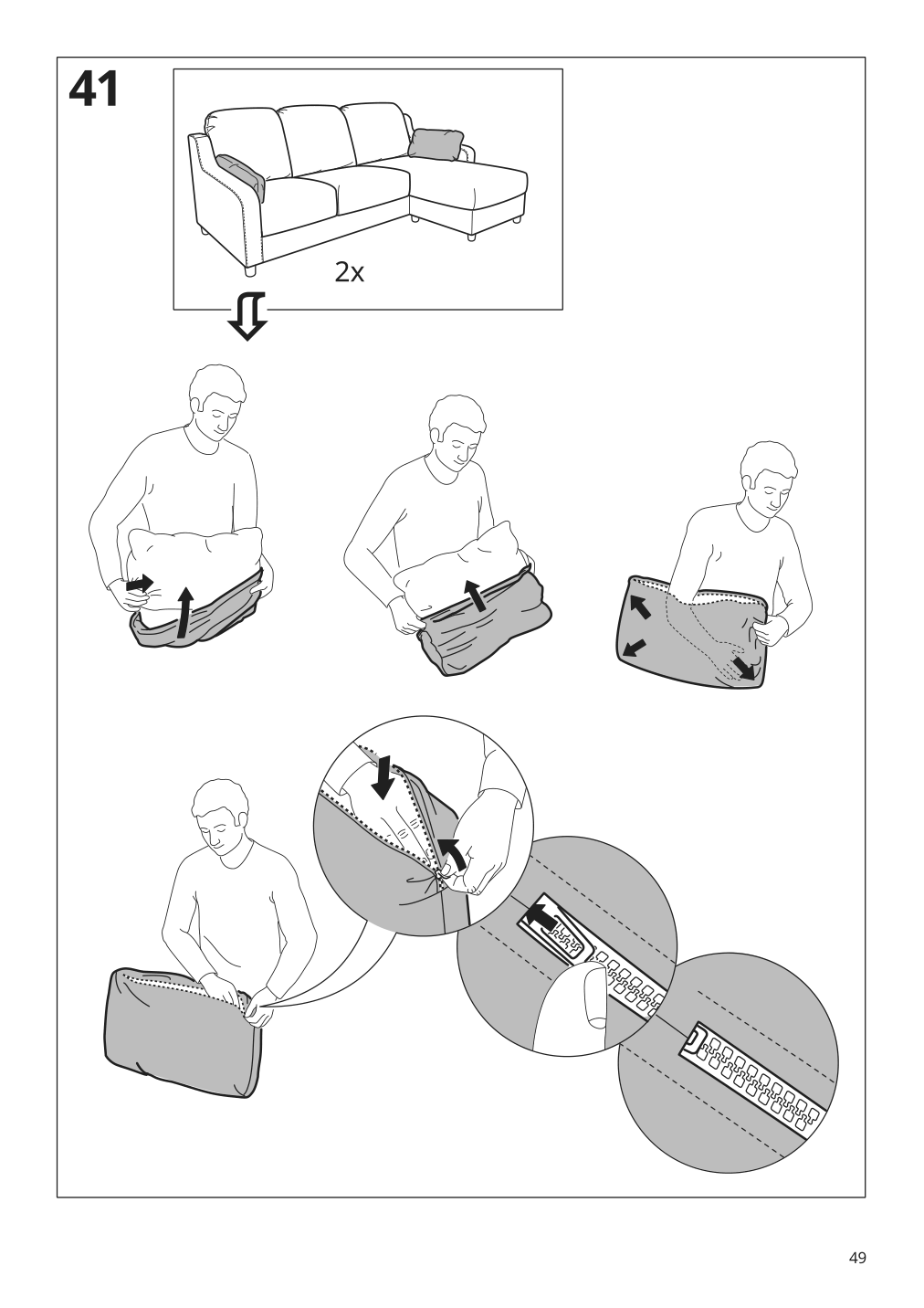 Assembly instructions for IKEA Vinliden sofa section with chaise | Page 49 - IKEA VINLIDEN sofa with chaise 795.555.58