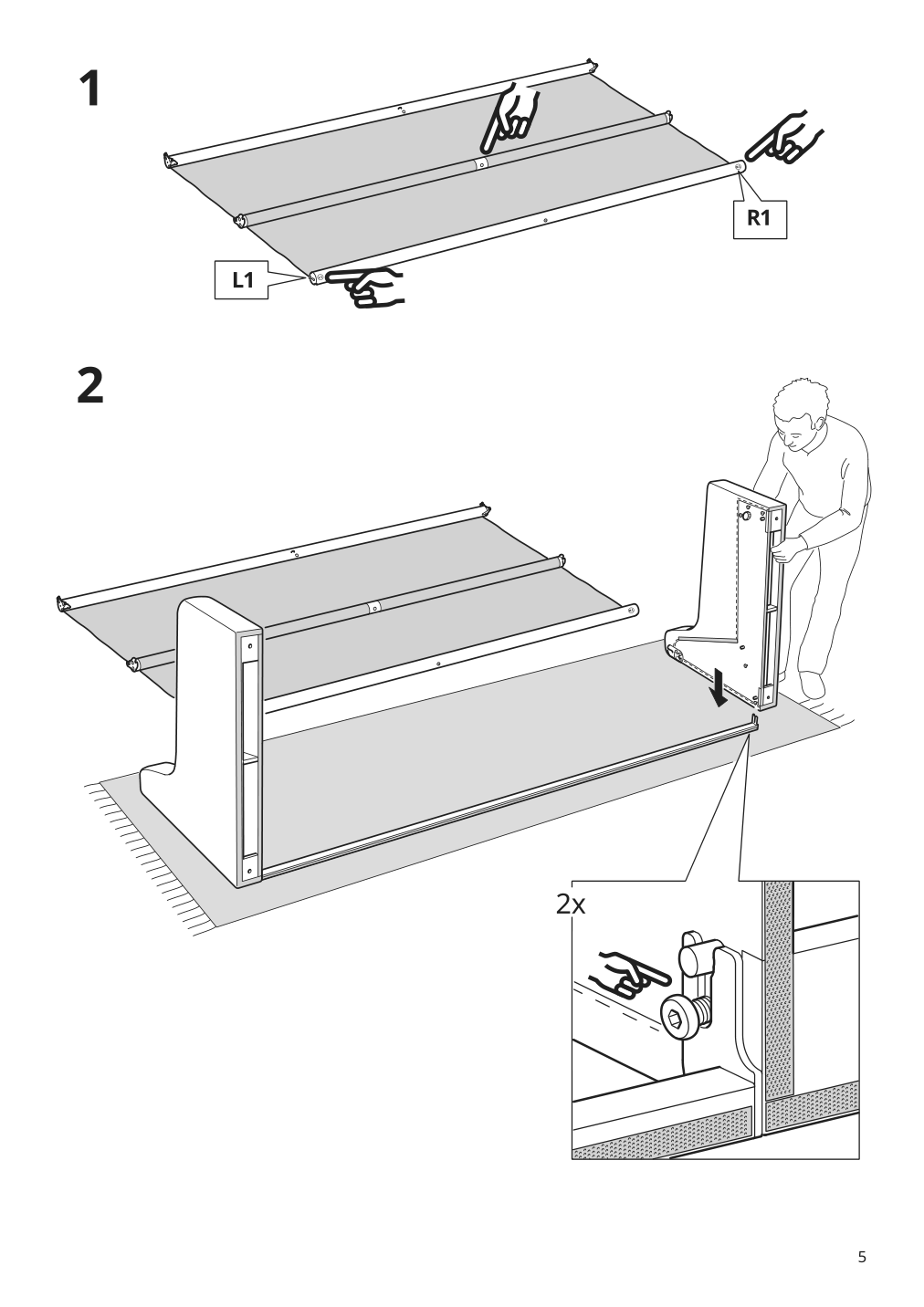 Assembly instructions for IKEA Vinliden sofa section with chaise | Page 5 - IKEA VINLIDEN sofa with chaise 193.046.81