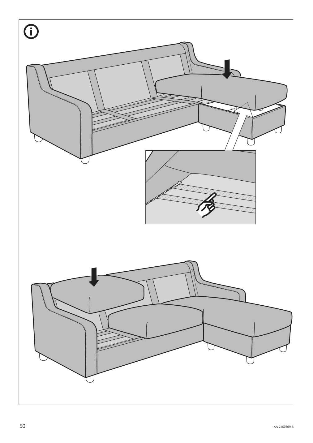 Assembly instructions for IKEA Vinliden sofa section with chaise | Page 50 - IKEA VINLIDEN sofa with chaise 393.046.75