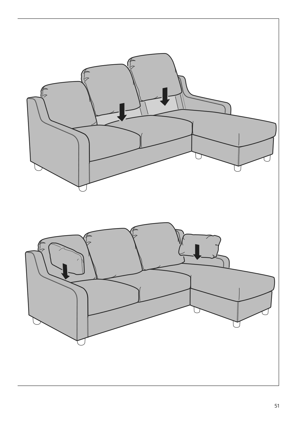 Assembly instructions for IKEA Vinliden sofa section with chaise | Page 51 - IKEA VINLIDEN sofa with chaise 995.555.62