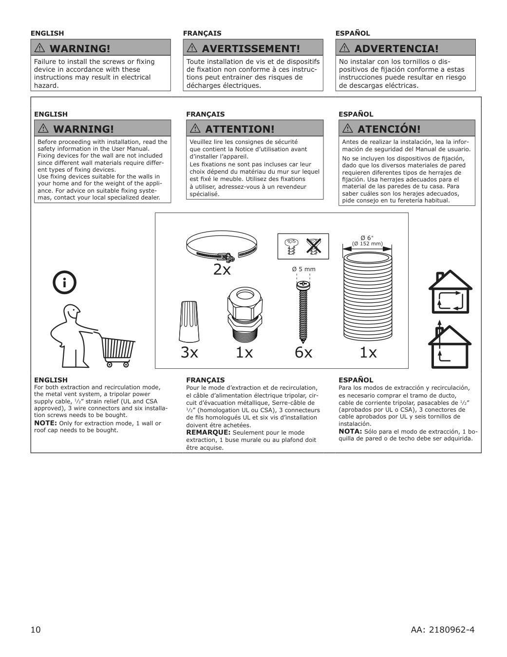 Assembly instructions for IKEA Vinstgivande wall mounted range hood black stainless steel | Page 10 - IKEA VINSTGIVANDE wall mounted range hood 104.621.42