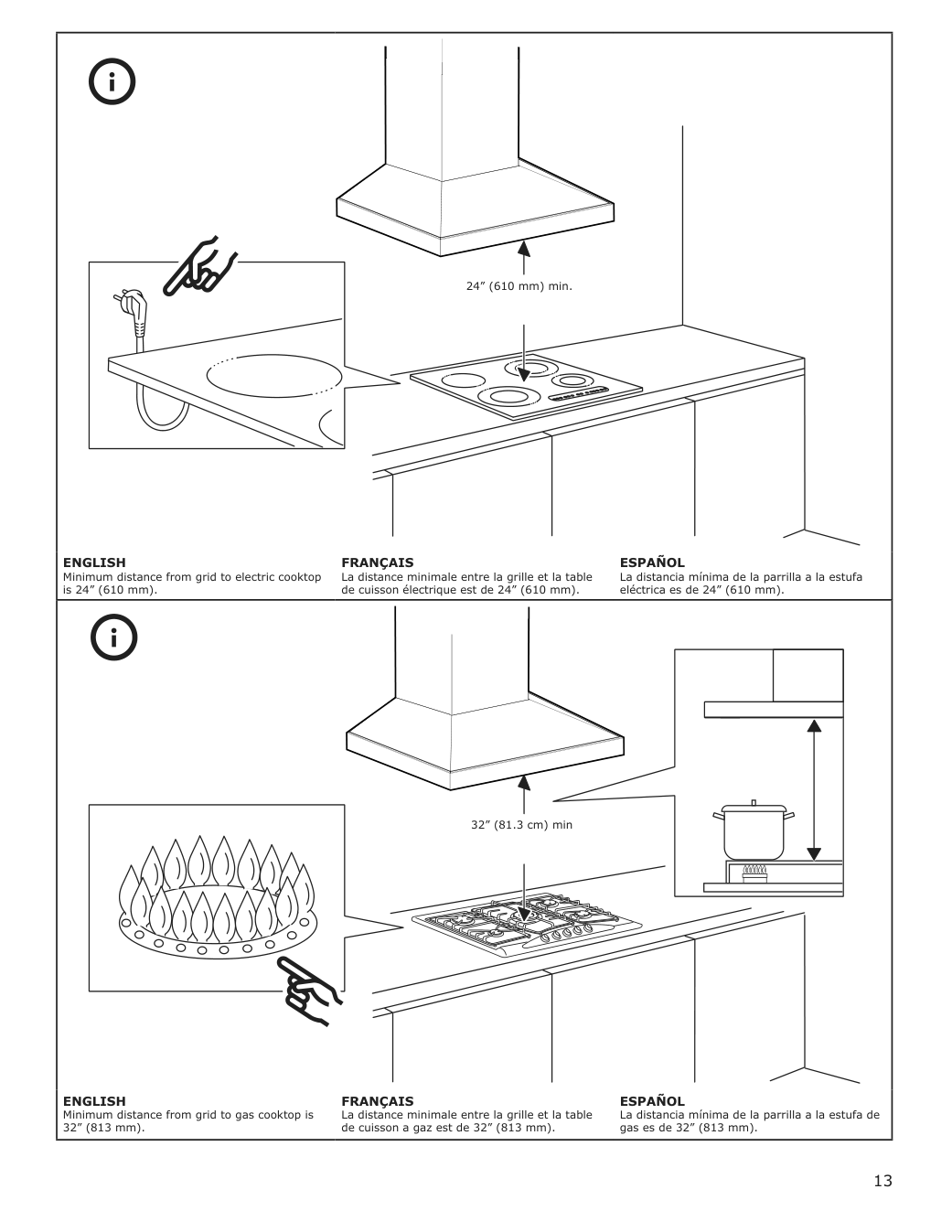 Assembly instructions for IKEA Vinstgivande wall mounted range hood black stainless steel | Page 13 - IKEA VINSTGIVANDE wall mounted range hood 104.621.42