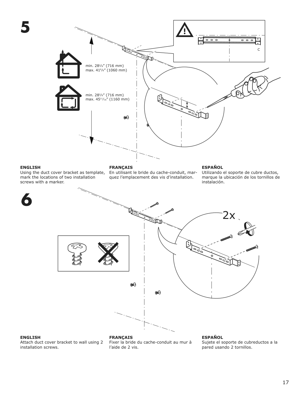 Assembly instructions for IKEA Vinstgivande wall mounted range hood black stainless steel | Page 17 - IKEA VINSTGIVANDE wall mounted range hood 104.621.42