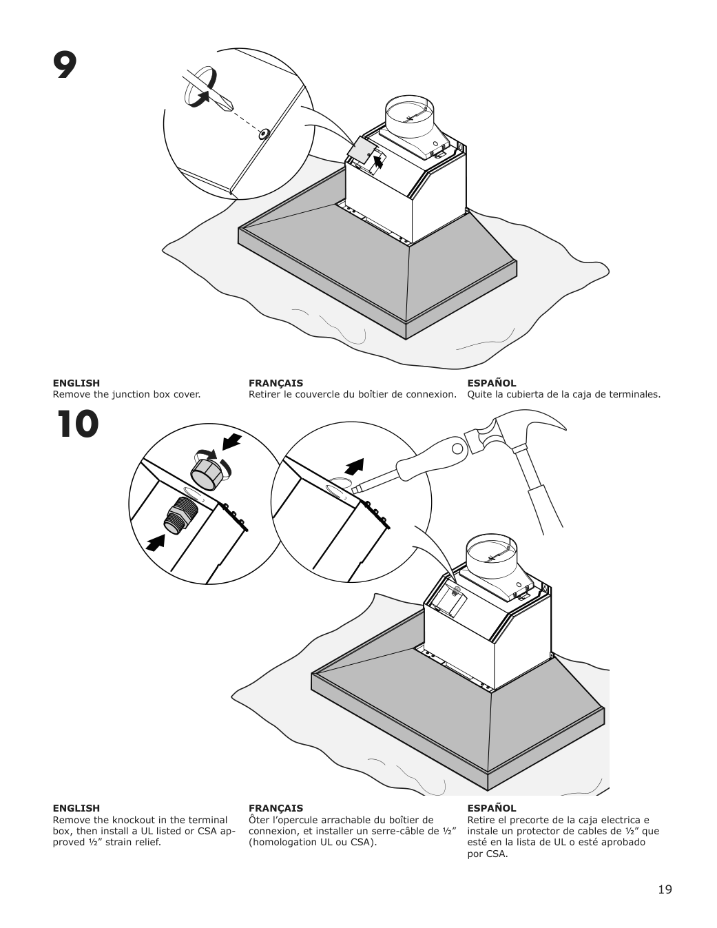 Assembly instructions for IKEA Vinstgivande wall mounted range hood black stainless steel | Page 19 - IKEA VINSTGIVANDE wall mounted range hood 104.621.42