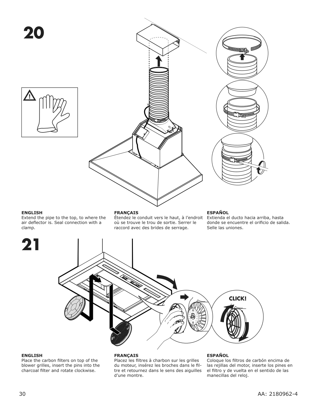 Assembly instructions for IKEA Vinstgivande wall mounted range hood black stainless steel | Page 30 - IKEA VINSTGIVANDE wall mounted range hood 104.621.42