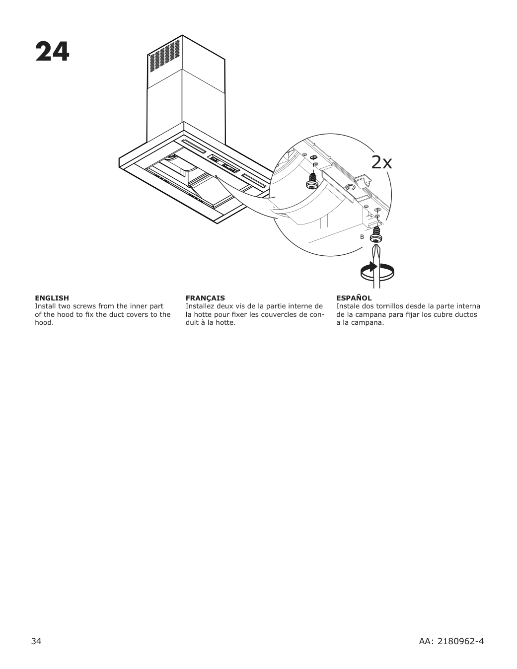 Assembly instructions for IKEA Vinstgivande wall mounted range hood black stainless steel | Page 34 - IKEA VINSTGIVANDE wall mounted range hood 104.621.42