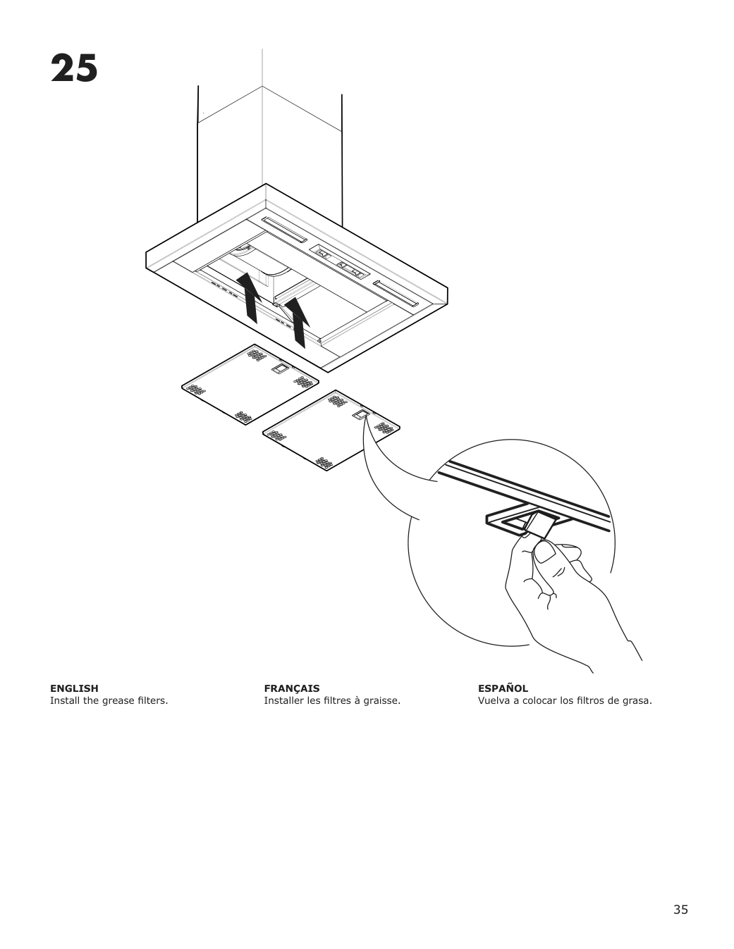 Assembly instructions for IKEA Vinstgivande wall mounted range hood black stainless steel | Page 35 - IKEA VINSTGIVANDE wall mounted range hood 104.621.42