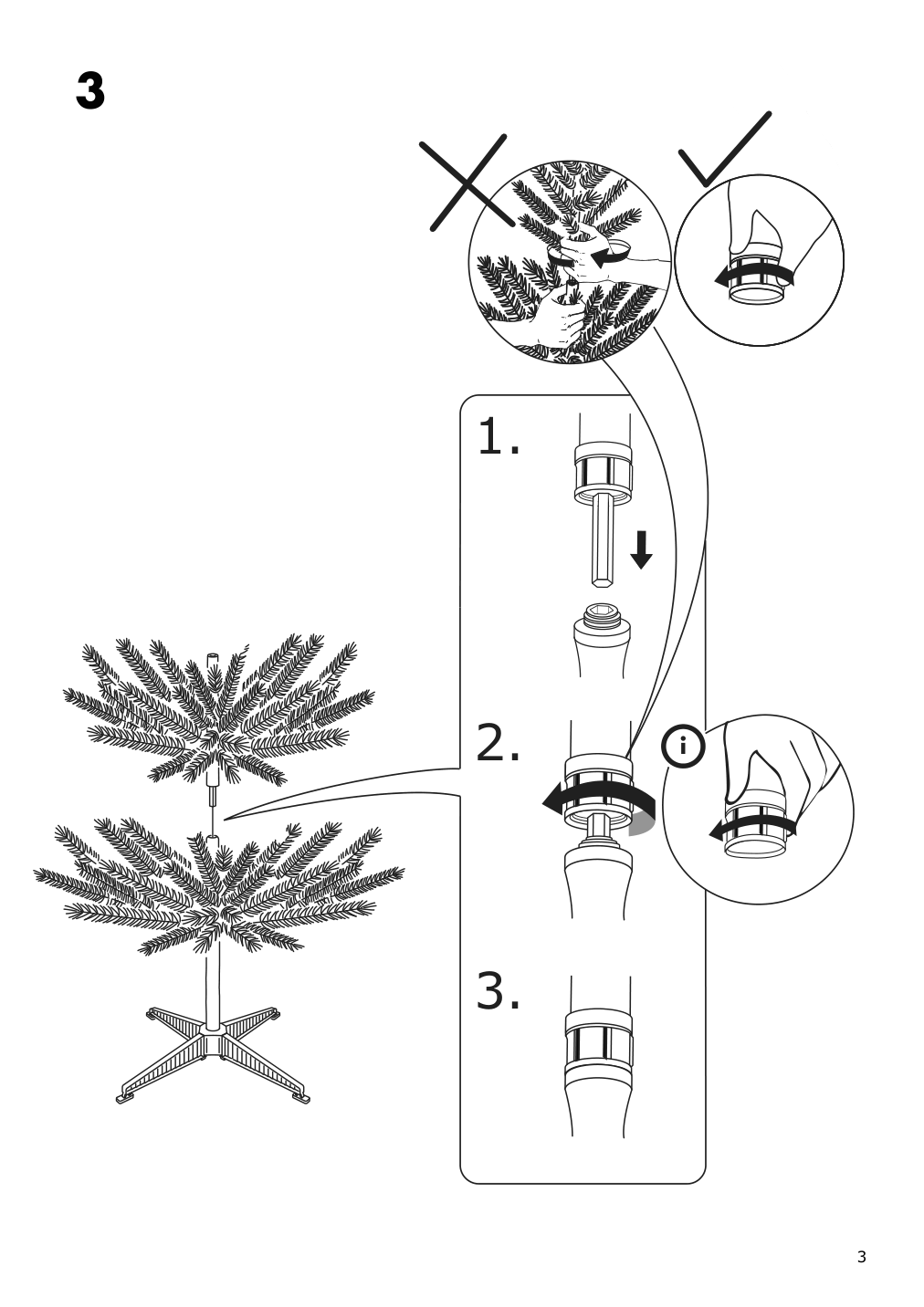 Assembly instructions for IKEA Vinter 2021 artificial christmas tree indoor outdoor green | Page 3 - IKEA VINTER 2021 artificial Christmas tree 504.983.99