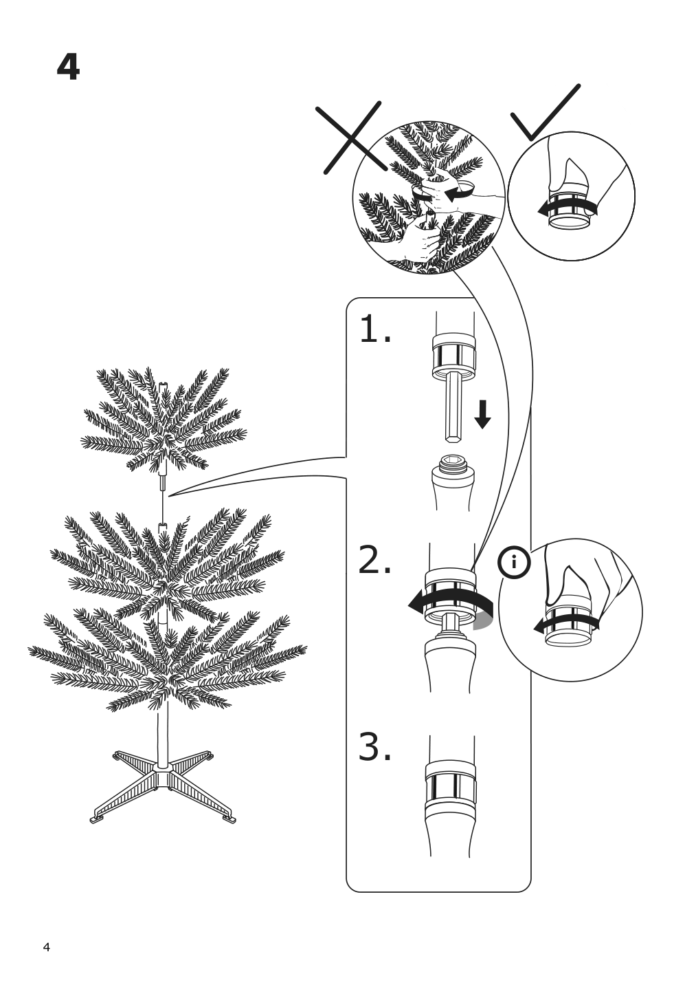 Assembly instructions for IKEA Vinter 2021 artificial christmas tree indoor outdoor green | Page 4 - IKEA VINTER 2021 artificial Christmas tree 504.983.99