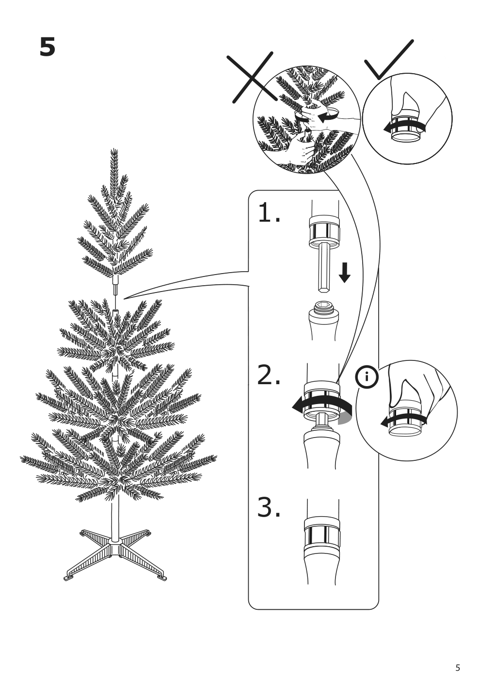 Assembly instructions for IKEA Vinter 2021 artificial christmas tree indoor outdoor green | Page 5 - IKEA VINTER 2021 artificial Christmas tree 504.983.99