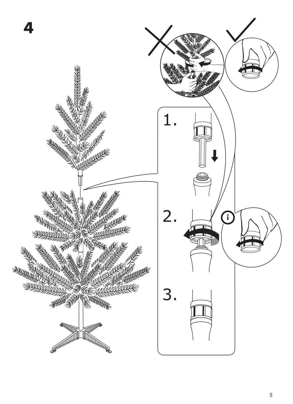 Assembly instructions for IKEA Vinter 2021 artificial christmas tree indoor outdoor green | Page 4 - IKEA VINTER 2021 artificial Christmas tree 104.983.96