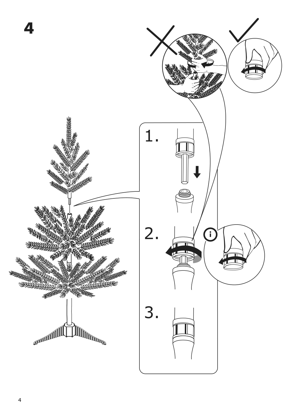 Assembly instructions for IKEA Vinterfint artificial christmas tree indoor outdoor green | Page 4 - IKEA VINTERFINT artificial Christmas tree 505.272.50