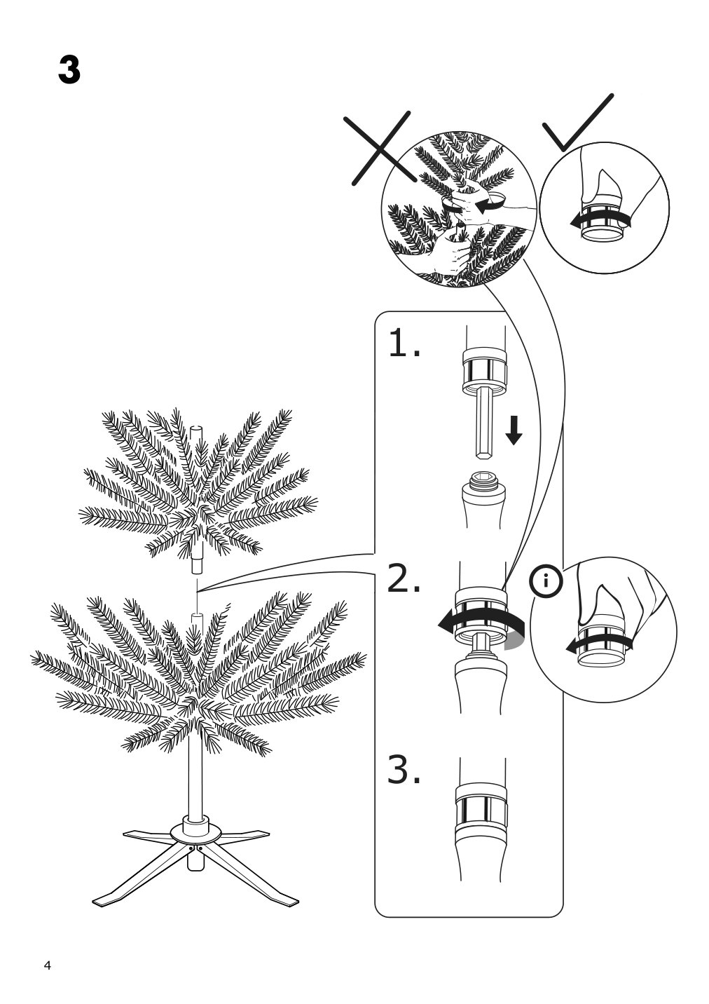 Assembly instructions for IKEA Vinterfint artificial christmas tree indoor outdoor green | Page 4 - IKEA VINTERFINT artificial Christmas tree 705.242.03