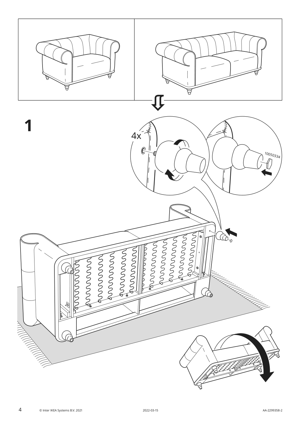 Assembly instructions for IKEA Viskafors 1 5 seat armchair lejde anthracite | Page 4 - IKEA VISKAFORS 1.5-seat armchair 994.432.73