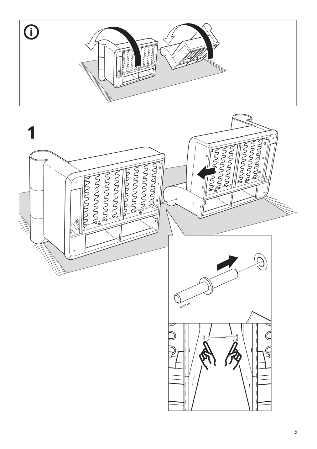 Assembly instructions for IKEA Viskafors sofa lejde light beige | Page 5 - IKEA VISKAFORS sofa 394.433.32