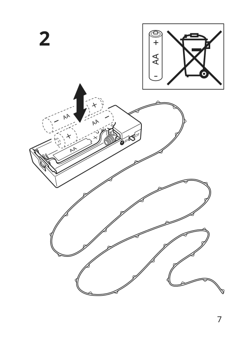 Assembly instructions for IKEA Vissvass led string light with 40 lights indoor battery operated silver color | Page 7 - IKEA VISSVASS LED string light with 40 lights 404.141.02