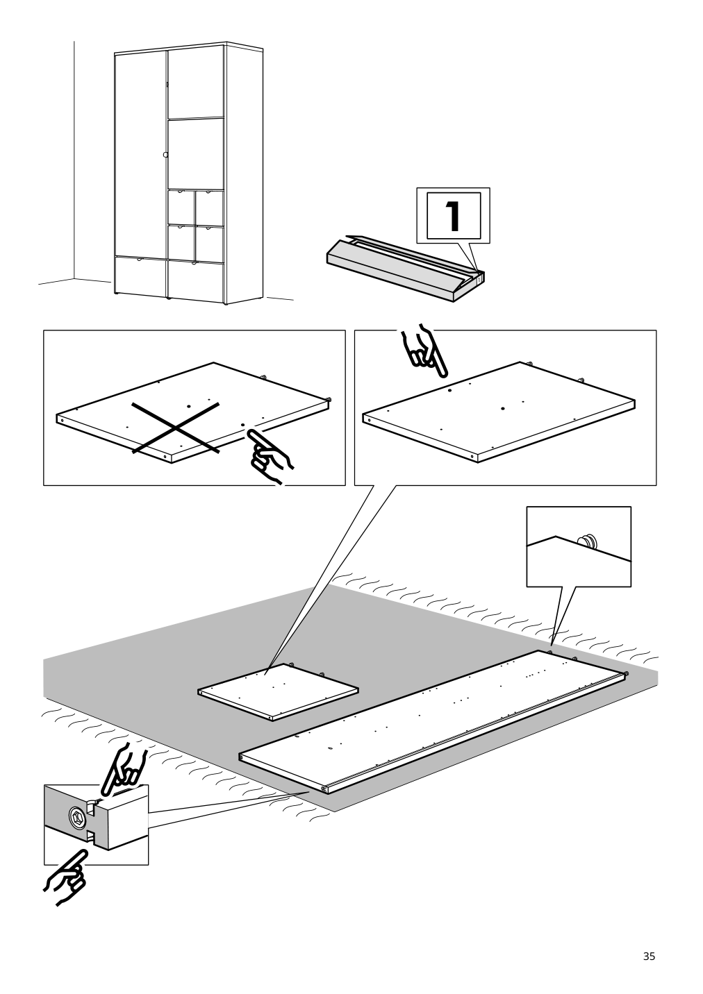 Assembly instructions for IKEA Visthus wardrobe gray white | Page 35 - IKEA VISTHUS wardrobe 503.476.16