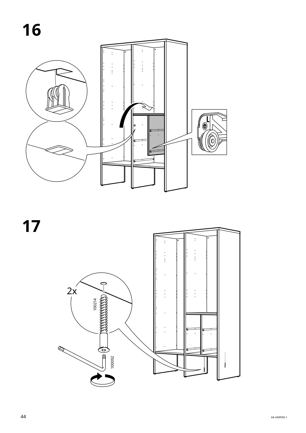 Assembly instructions for IKEA Visthus wardrobe gray white | Page 44 - IKEA VISTHUS wardrobe 503.476.16